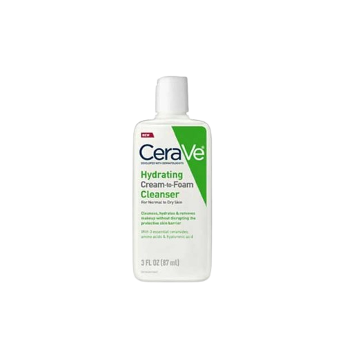 CeraVe Hydrating Cream-to-Foam Cleanser 87ml – Gentle Cleanser for Normal to Dry Skin