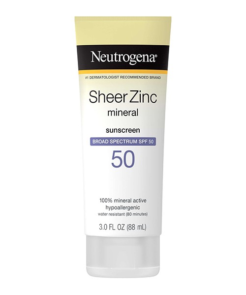 Neutrogena Sheer Zinc Mineral Face Sunscreen Lotion SPF 50 88ml – Broad Spectrum Mineral Sunscreen